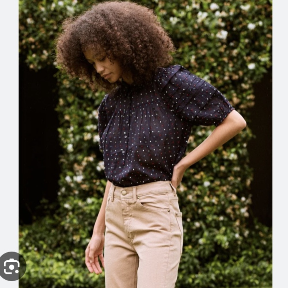 The Great. The Embroidered Dot Mare Blouse Top